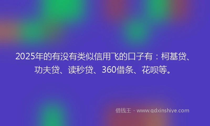 2025年的有没有类似信用飞的口子有：柯基贷、功夫贷、读秒贷、360借条、花呗等。