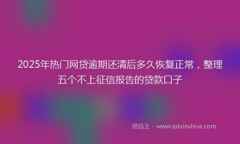 2025年热门网贷逾期还清后多久恢复正常，整理五个不上征信报告的贷款口子