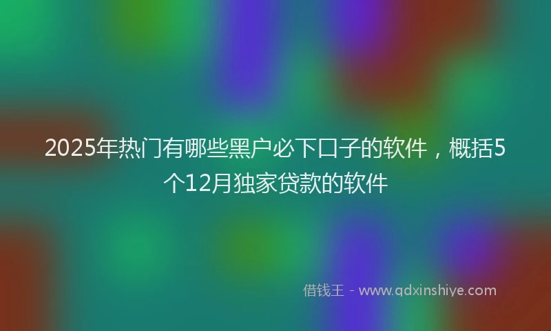 2025年热门有哪些黑户必下口子的软件，概括5个12月独家贷款的软件