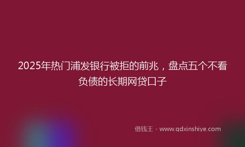 2025年热门浦发银行被拒的前兆，盘点五个不看负债的长期网贷口子