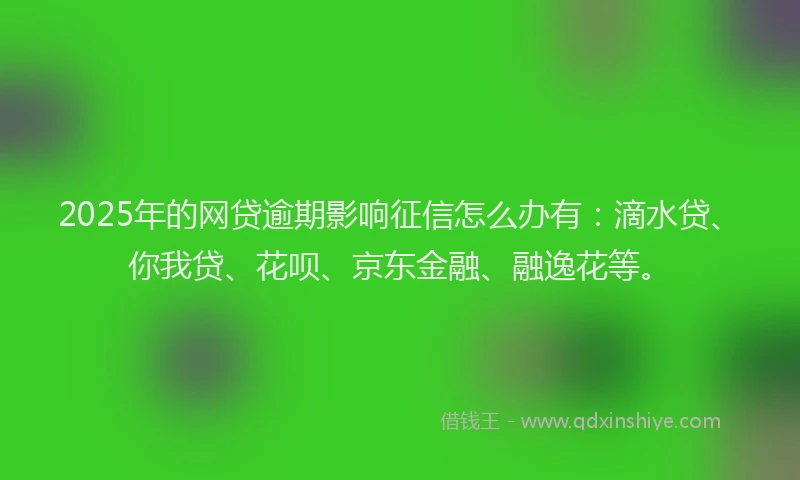 2025年的网贷逾期影响征信怎么办有：滴水贷、你我贷、花呗、京东金融、融逸花等。