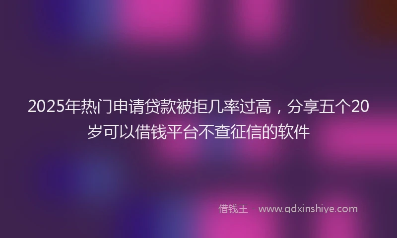 2025年热门申请贷款被拒几率过高，分享五个20岁可以借钱平台不查征信的软件