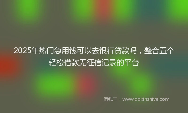 2025年热门急用钱可以去银行贷款吗，整合五个轻松借款无征信记录的平台