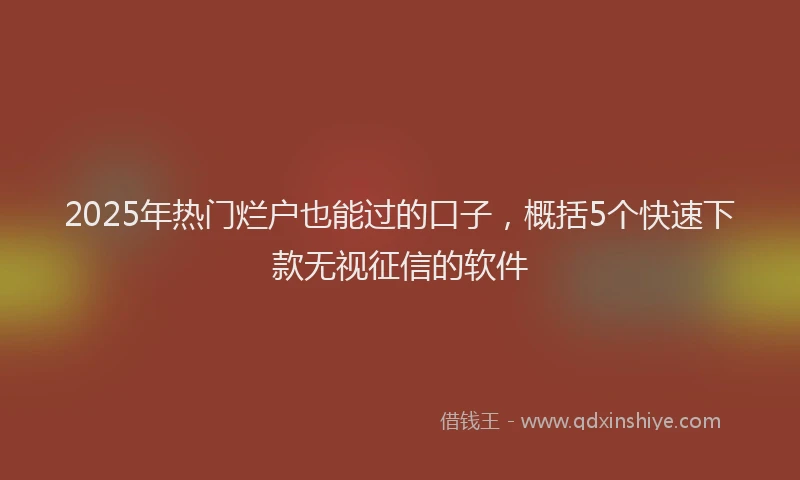 2025年热门烂户也能过的口子，概括5个快速下款无视征信的软件