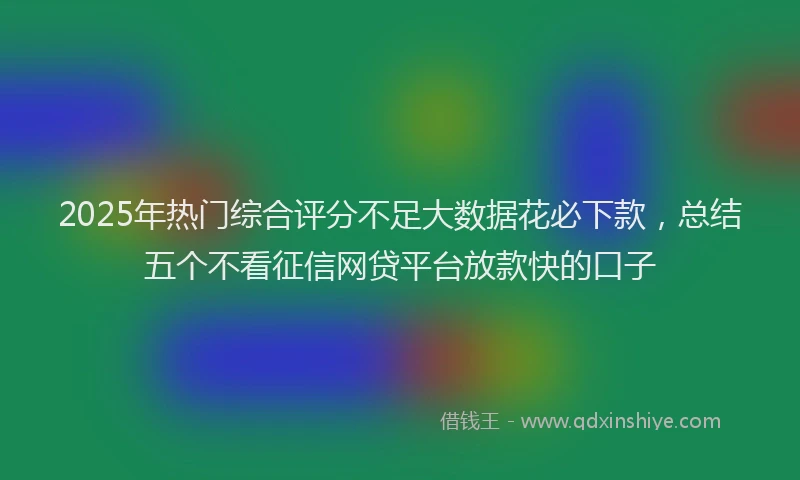 2025年热门综合评分不足大数据花必下款，总结五个不看征信网贷平台放款快的口子