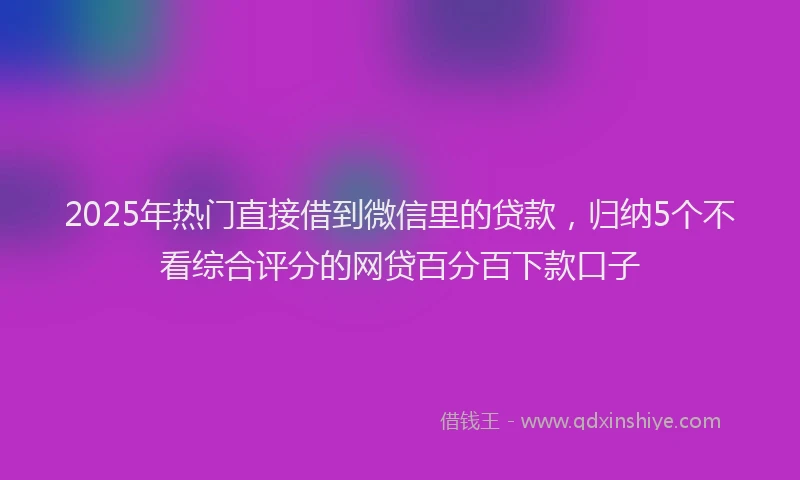 2025年热门直接借到微信里的贷款，归纳5个不看综合评分的网贷百分百下款口子