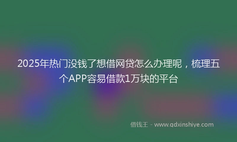 2025年热门没钱了想借网贷怎么办理呢，梳理五个APP容易借款1万块的平台