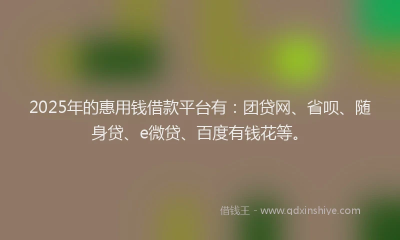 2025年的惠用钱借款平台有：团贷网、省呗、随身贷、e微贷、百度有钱花等。