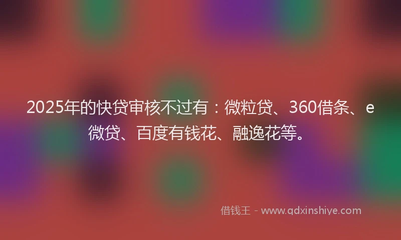 2025年的快贷审核不过有：微粒贷、360借条、e微贷、百度有钱花、融逸花等。