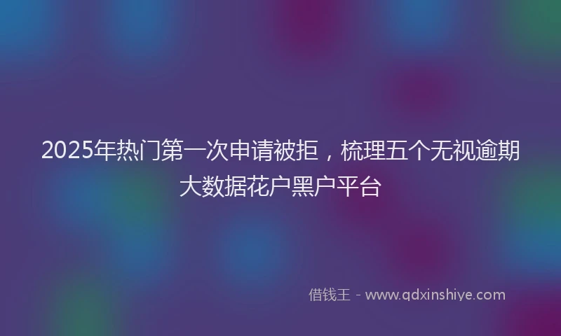2025年热门第一次申请被拒，梳理五个无视逾期大数据花户黑户平台