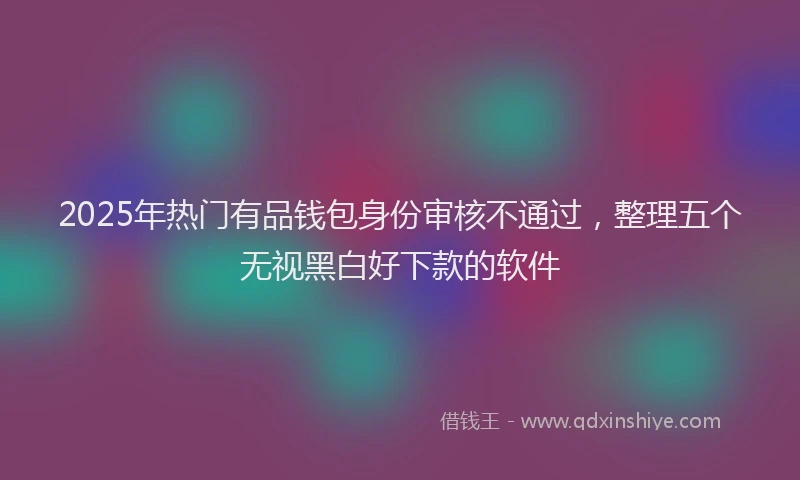 2025年热门有品钱包身份审核不通过，整理五个无视黑白好下款的软件