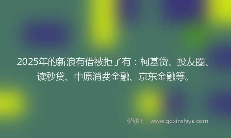 2025年的新浪有借被拒了有：柯基贷、投友圈、读秒贷、中原消费金融、京东金融等。