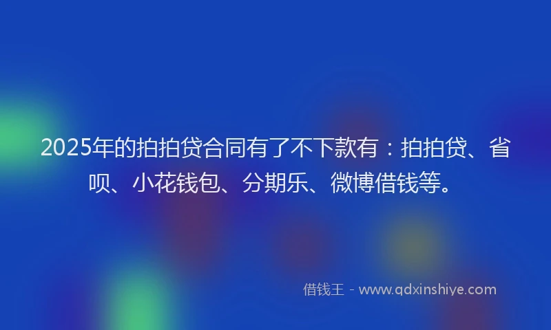 2025年的拍拍贷合同有了不下款有：拍拍贷、省呗、小花钱包、分期乐、微博借钱等。