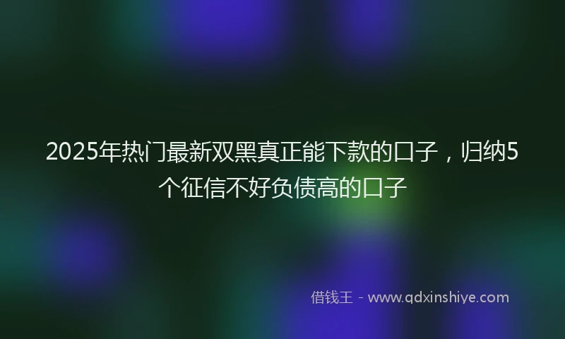 2025年热门最新双黑真正能下款的口子，归纳5个征信不好负债高的口子