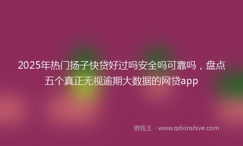 2025年热门扬子快贷好过吗安全吗可靠吗，盘点五个真正无视逾期大数据的网贷app
