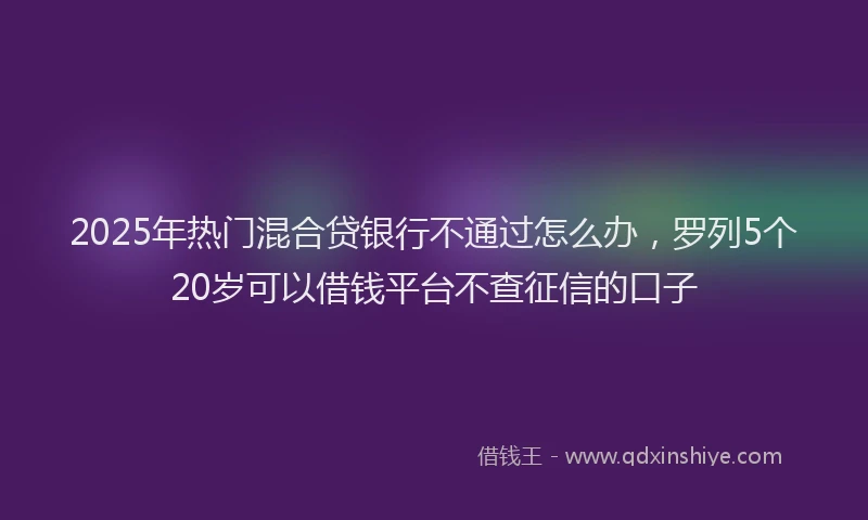 2025年热门混合贷银行不通过怎么办，罗列5个20岁可以借钱平台不查征信的口子