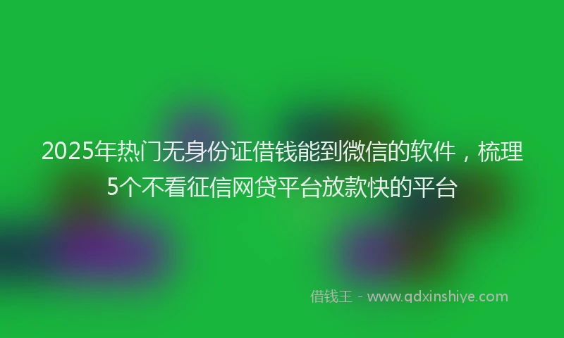 2025年热门无身份证借钱能到微信的软件，梳理5个不看征信网贷平台放款快的平台