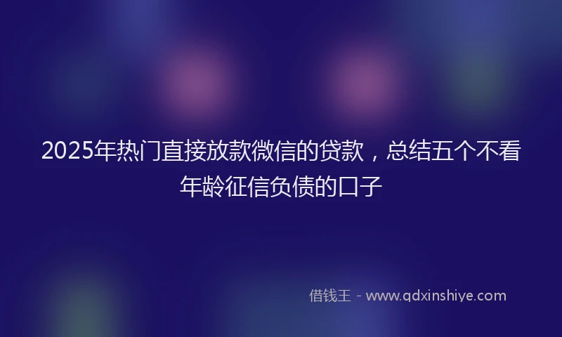 2025年热门直接放款微信的贷款，总结五个不看年龄征信负债的口子