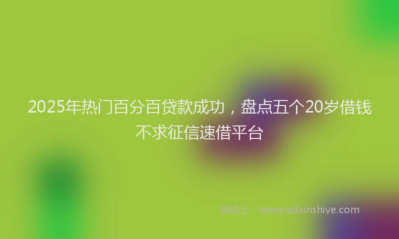 2025年热门百分百贷款成功，盘点五个20岁借钱不求征信速借平台