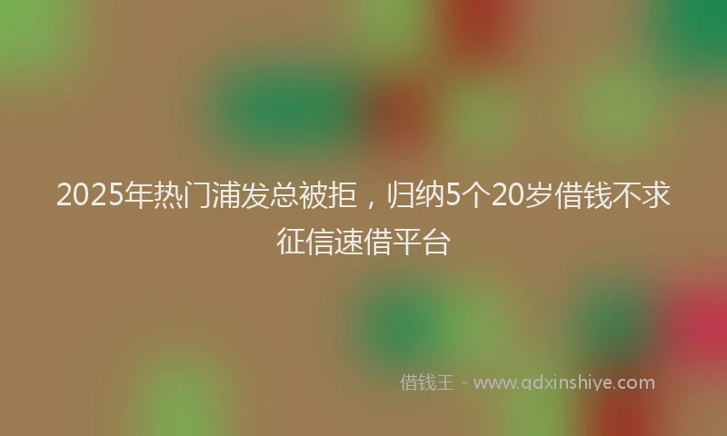 2025年热门浦发总被拒，归纳5个20岁借钱不求征信速借平台