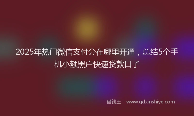 2025年热门微信支付分在哪里开通，总结5个手机小额黑户快速贷款口子