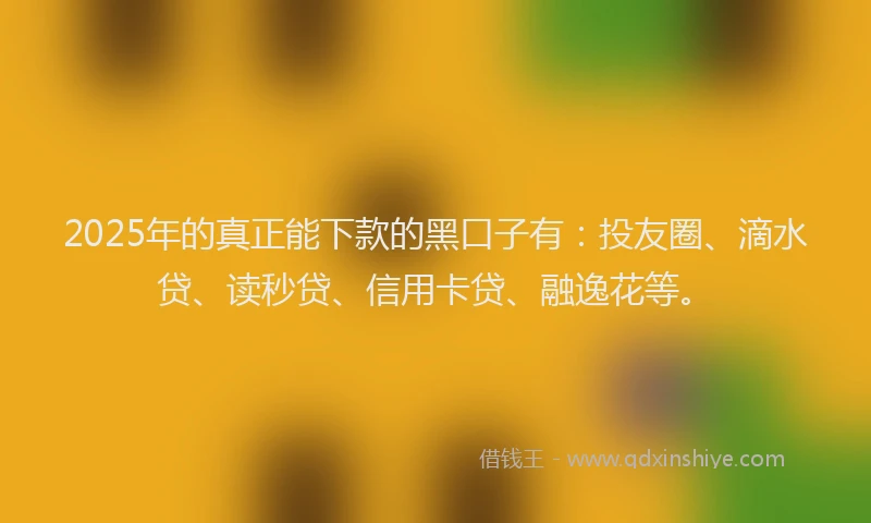 2025年的真正能下款的黑口子有：投友圈、滴水贷、读秒贷、信用卡贷、融逸花等。