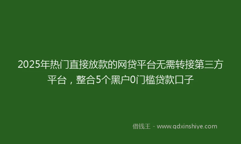 2025年热门直接放款的网贷平台无需转接第三方平台，整合5个黑户0门槛贷款口子