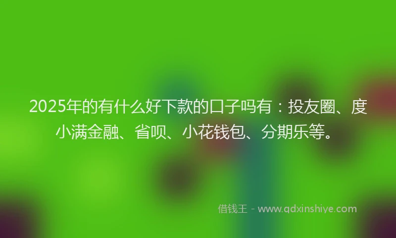 2025年的有什么好下款的口子吗有：投友圈、度小满金融、省呗、小花钱包、分期乐等。