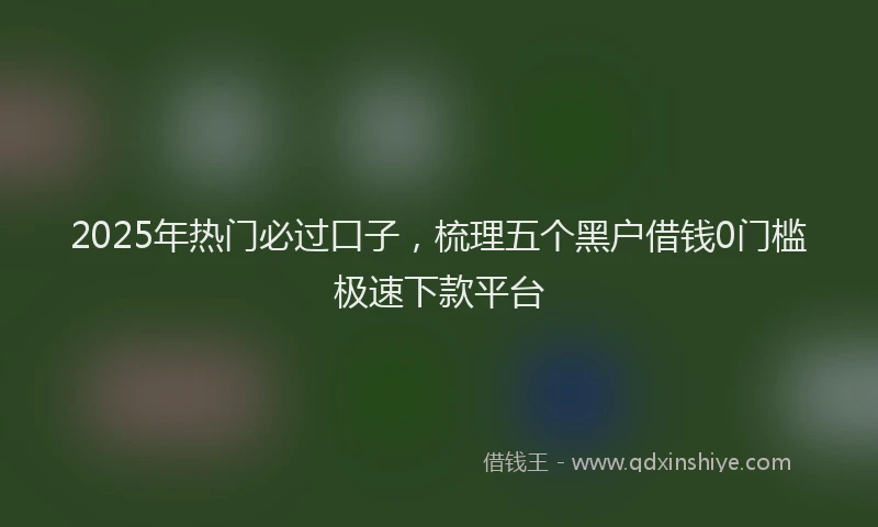 2025年热门必过口子，梳理五个黑户借钱0门槛极速下款平台