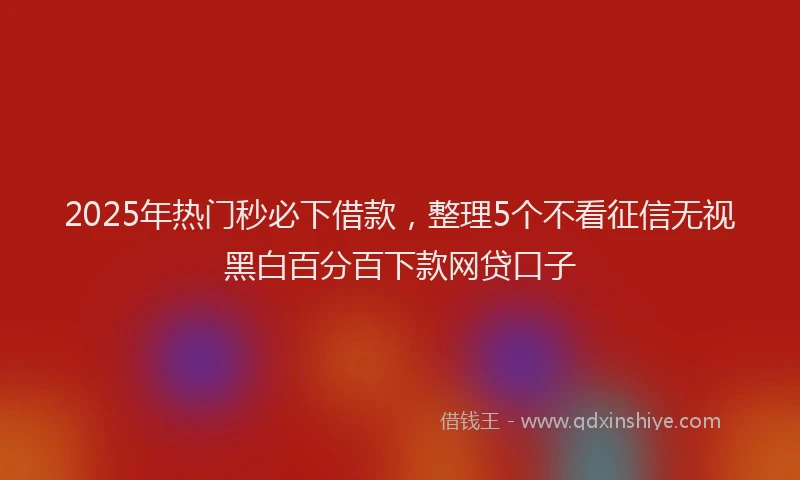 2025年热门秒必下借款，整理5个不看征信无视黑白百分百下款网贷口子