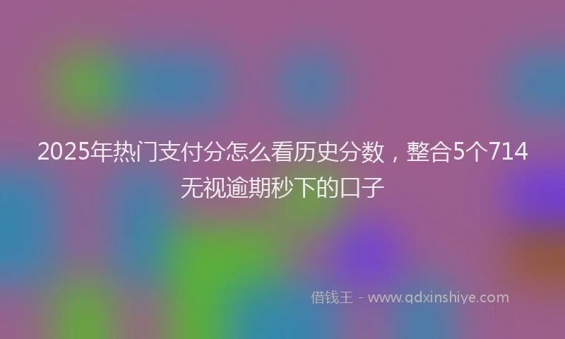 2025年热门支付分怎么看历史分数，整合5个714无视逾期秒下的口子