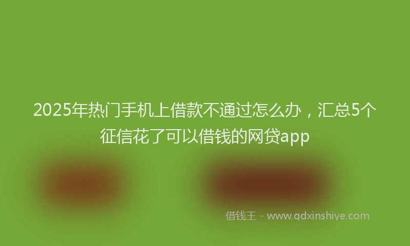 2025年热门手机上借款不通过怎么办，汇总5个征信花了可以借钱的网贷app