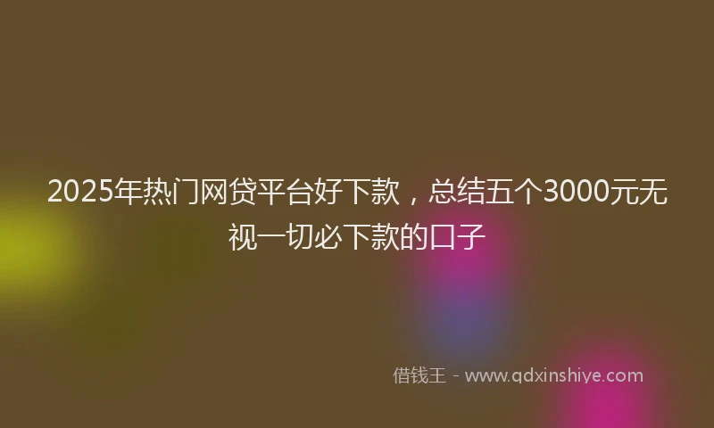 2025年热门网贷平台好下款，总结五个3000元无视一切必下款的口子