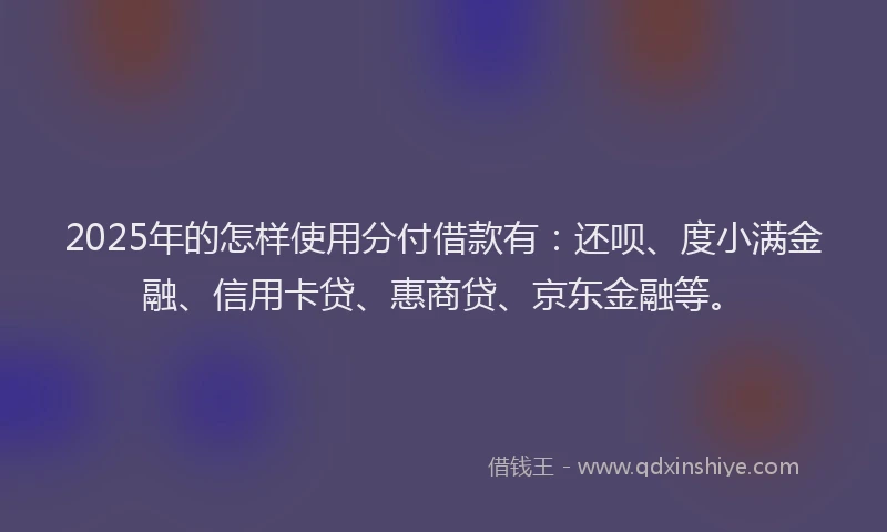 2025年的怎样使用分付借款有：还呗、度小满金融、信用卡贷、惠商贷、京东金融等。