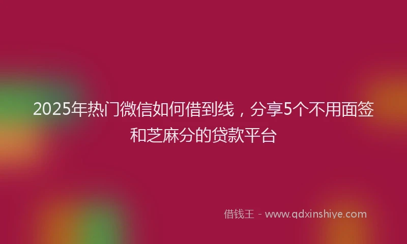 2025年热门微信如何借到线，分享5个不用面签和芝麻分的贷款平台