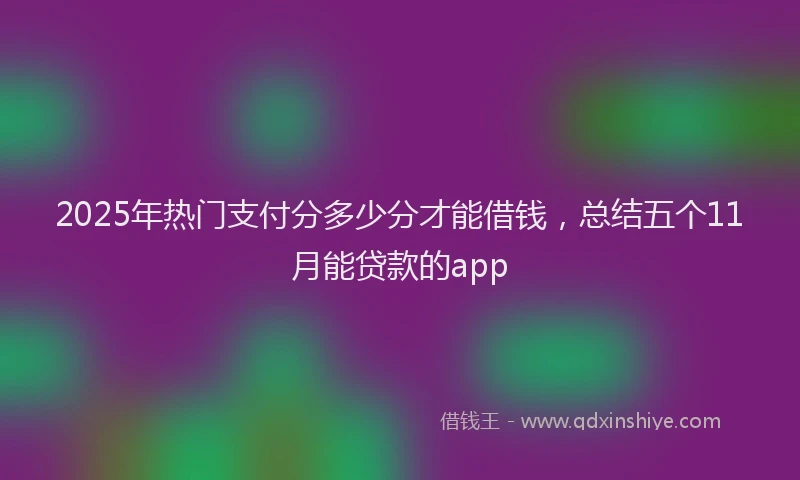 2025年热门支付分多少分才能借钱，总结五个11月能贷款的app