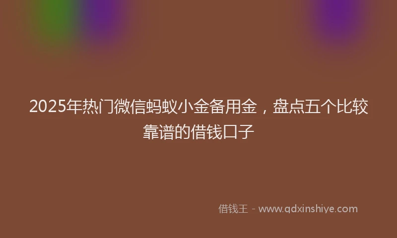 2025年热门微信蚂蚁小金备用金，盘点五个比较靠谱的借钱口子