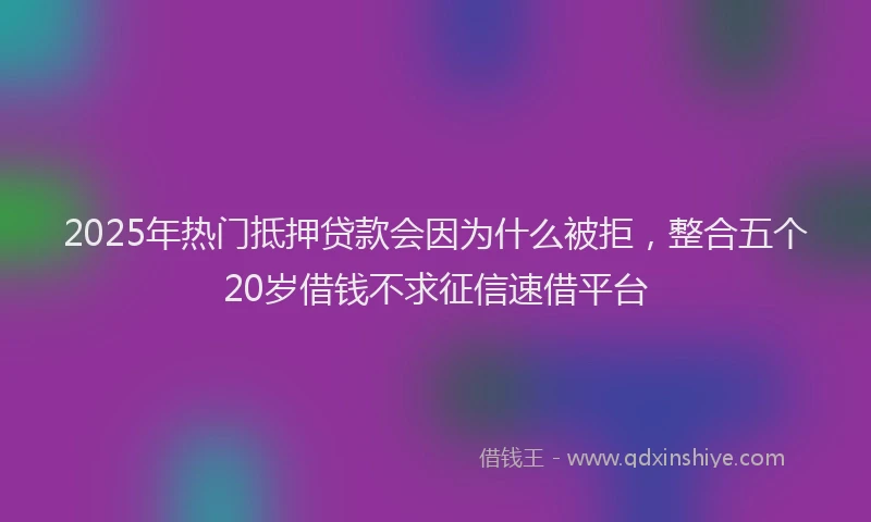 2025年热门抵押贷款会因为什么被拒，整合五个20岁借钱不求征信速借平台