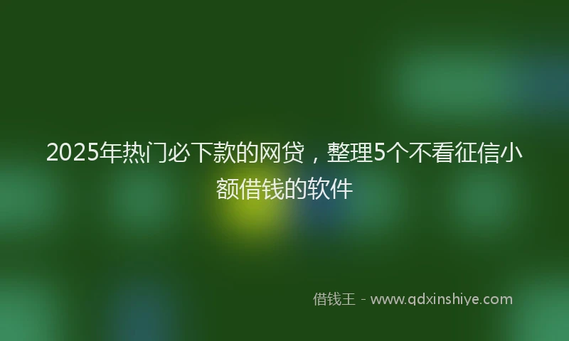 2025年热门必下款的网贷，整理5个不看征信小额借钱的软件