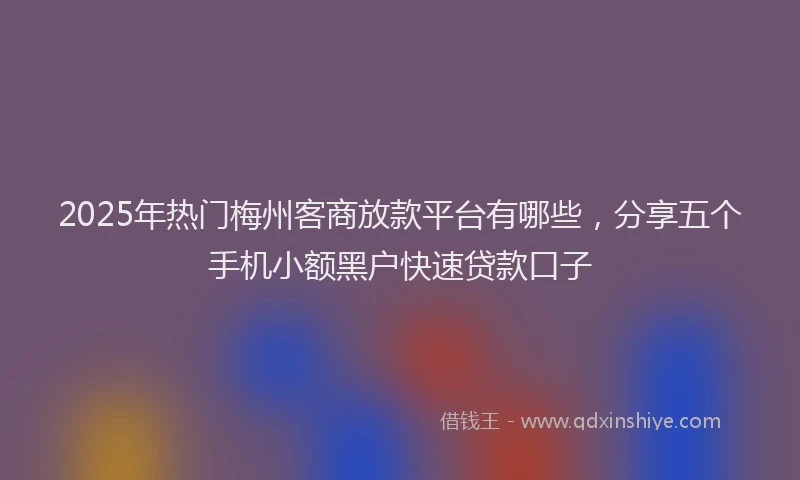 2025年热门梅州客商放款平台有哪些，分享五个手机小额黑户快速贷款口子