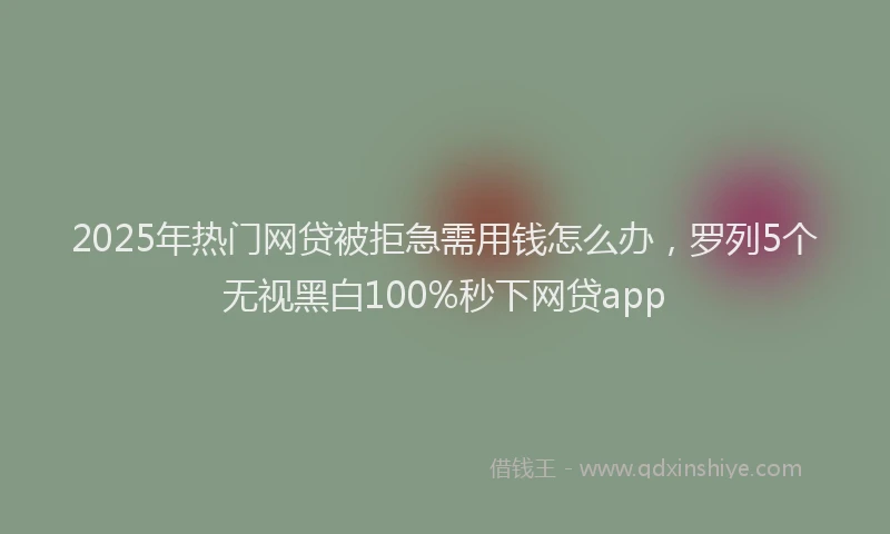 2025年热门网贷被拒急需用钱怎么办，罗列5个无视黑白100%秒下网贷app