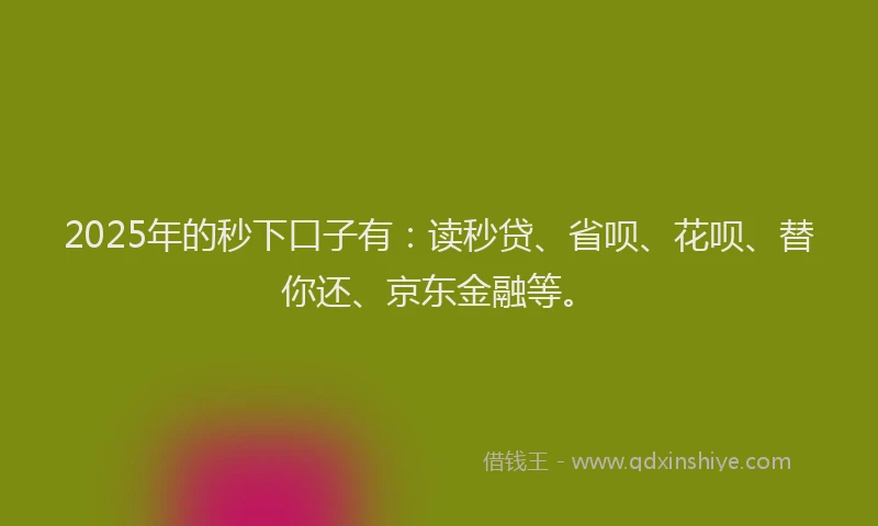 2025年的秒下口子有：读秒贷、省呗、花呗、替你还、京东金融等。