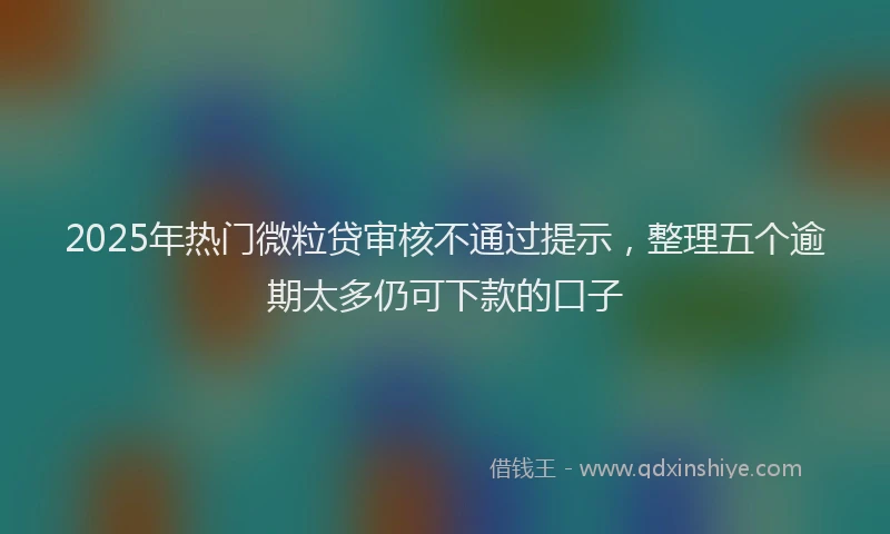 2025年热门微粒贷审核不通过提示，整理五个逾期太多仍可下款的口子