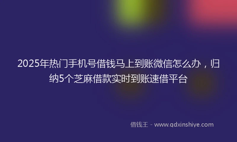 2025年热门手机号借钱马上到账微信怎么办，归纳5个芝麻借款实时到账速借平台