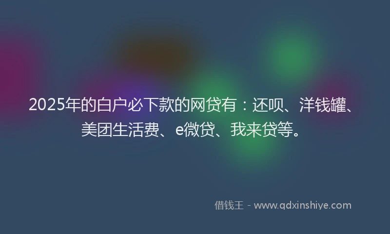 2025年的白户必下款的网贷有：还呗、洋钱罐、美团生活费、e微贷、我来贷等。