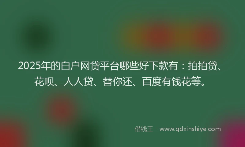 2025年的白户网贷平台哪些好下款有：拍拍贷、花呗、人人贷、替你还、百度有钱花等。