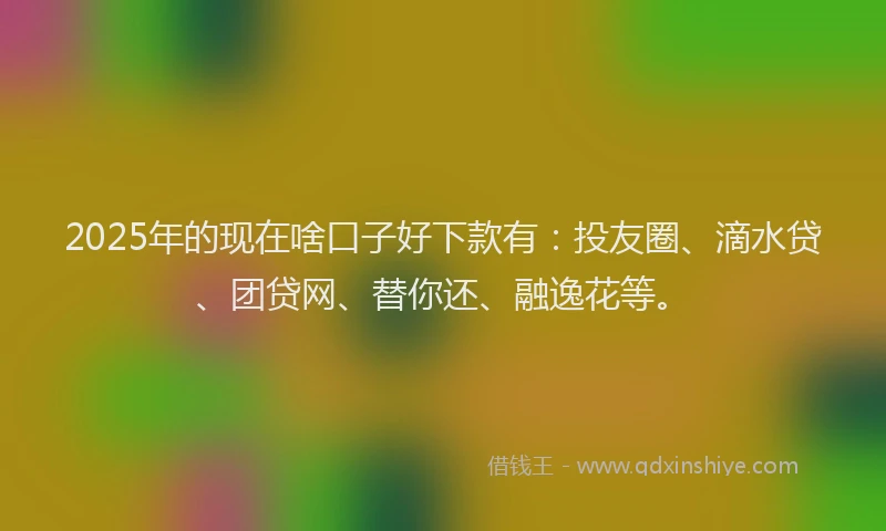 2025年的现在啥口子好下款有：投友圈、滴水贷、团贷网、替你还、融逸花等。