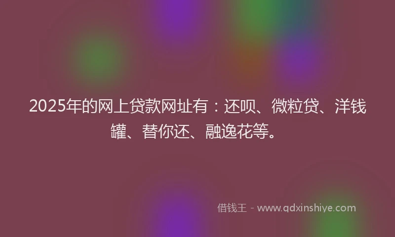 2025年的网上贷款网址有：还呗、微粒贷、洋钱罐、替你还、融逸花等。