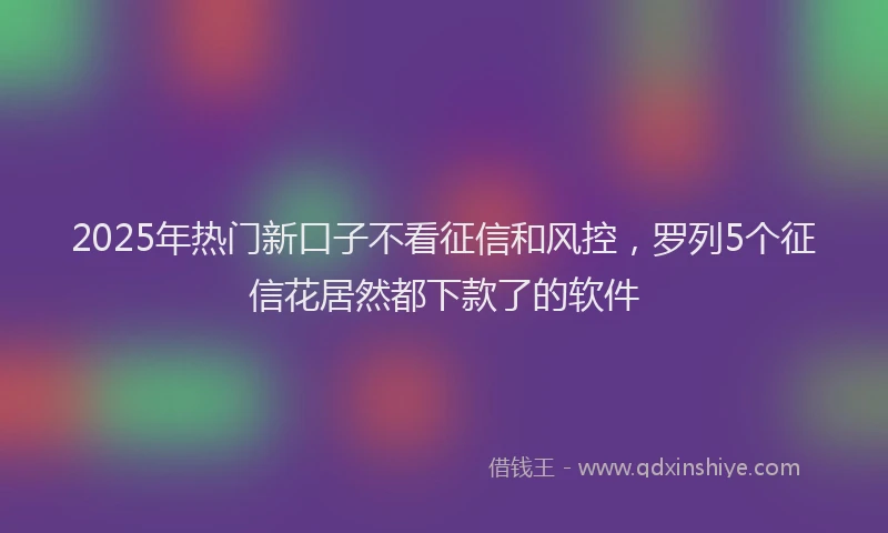 2025年热门新口子不看征信和风控，罗列5个征信花居然都下款了的软件
