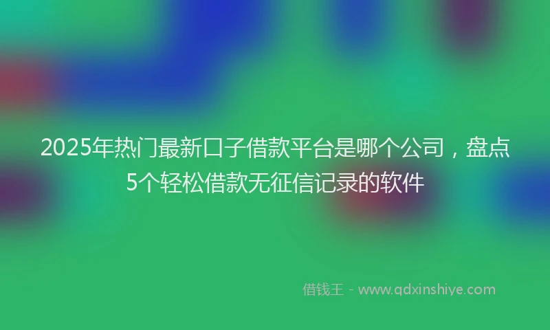 2025年热门最新口子借款平台是哪个公司，盘点5个轻松借款无征信记录的软件